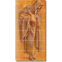 Ceramic Tile Mural-Edward Burne-Jones Illustration Painting 39. 12.75" w x 25.5" h using (18) 4.25 x 4.25 ceramic tiles