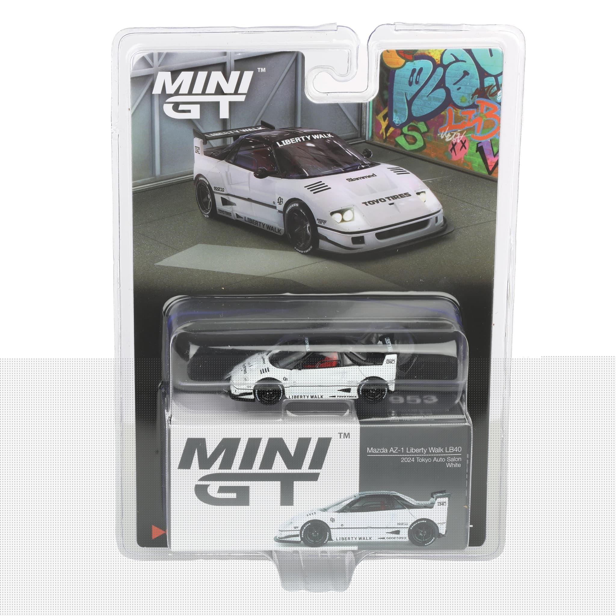 Mazda AZ-1 Liberty Walk LB40 RHD White with Black Top 2024 Tokyo Auto Salon Limited Edition 1/64 Diecast Model Car by Mini GT
