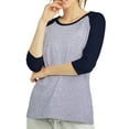 thumbnail image 2 of Sofra/Cottonbell Women Jersey Raglan 3/4 Sleeve Baseball Tee Shirts Top, 2 of 3