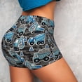 thumbnail image 4 of Lsque Blue Excavator Pattern High Waisted Biker Shorts for Women-Tummy Control Fitness Athletic Workout Running Yoga Gym Shorts,Moisture-Wicking-X-Large, 4 of 9