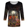 thumbnail image 5 of Mifsaly Halloween Tops for Women 2026 Spooky Witch Print 3/4 Sleeve T-Shirt Casual Fall Novelty Graphic Tees Blouses for Holiday Party Black,L, 5 of 5