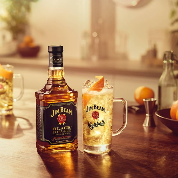 Jim Beam Black Extra Aged Straight Bourbon, 750 ml Single Glass