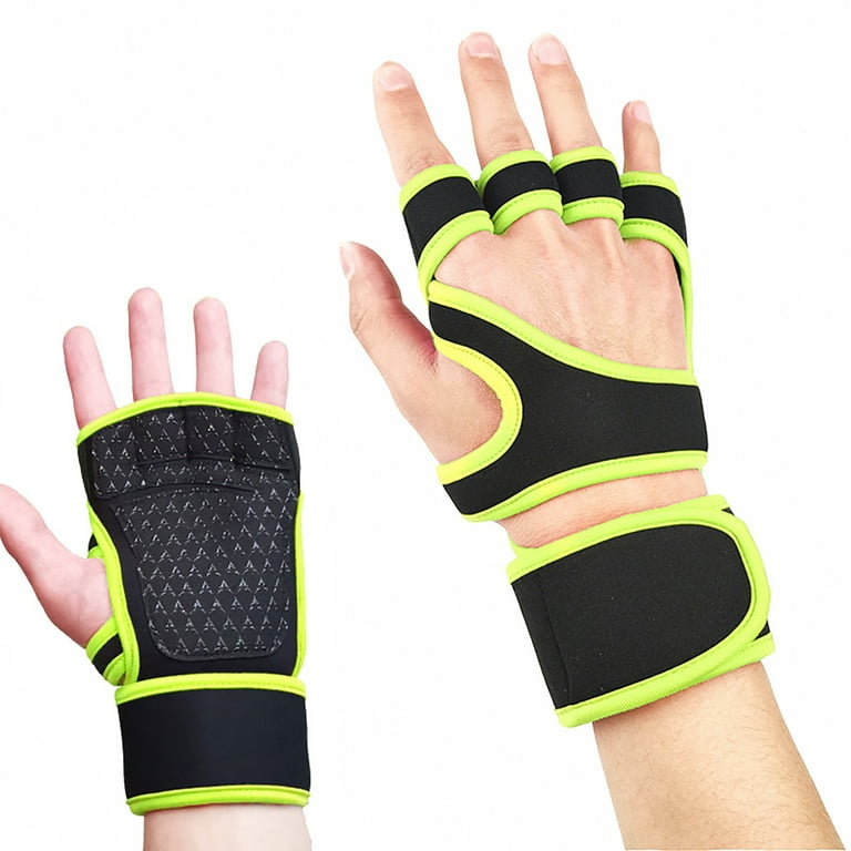 1 Pair Anti-slip Silicone Shockproof Half Finger Gloves Adjustable Hook  Loop Fasteners Gym Hand Wrist Palm Protector Gloves Sport Supplies