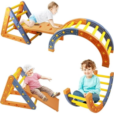 5in1 Triangle Climbing Toys, Plastic Toddler Climbing Toys, Kids Climbing Set with Arch & Ramp & Ladder, Foldable Baby Jungle Climbing Gym, Outdoor & Indoor Kids Climbing Toys