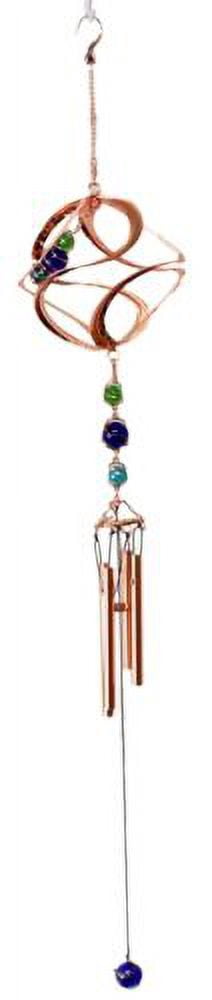 Ebros Caterpillar In Spiral Copper Metal Wind Chime With Colorful Marbles 31"L