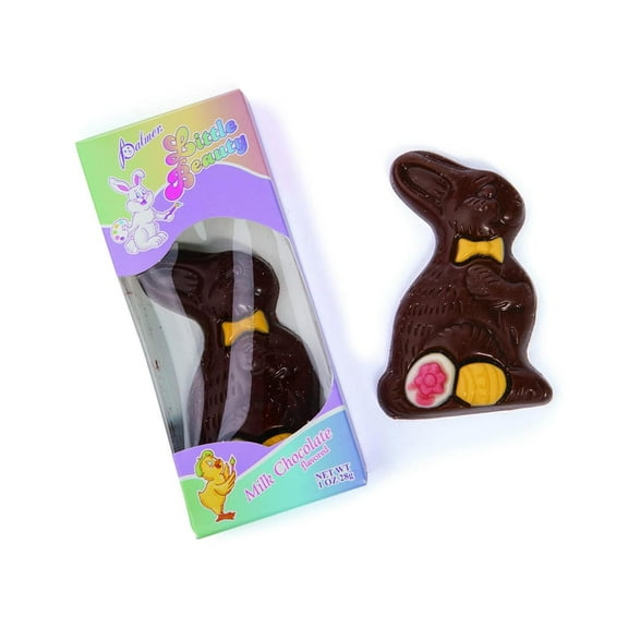 Fun Express 12 Pieces 3 Inch Tall Chocolate Bunnies Easter Candy, Easter Basket Stuffers