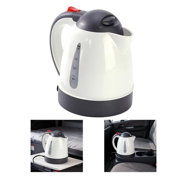 Off 150W Portable Car Electric Kettle 1000ml Truck Heated Water Tea Coffee Kettle Auto Shut Off for Road Trip Beige