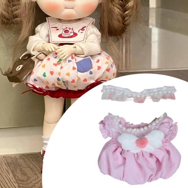 Vestido de Princesa para Muñecos de Peluche. Haz tus propias muñecas. Ropa para cambiarse de muñecas. Falda con mangas abullonadas para muñecas de 7,8 Rosa