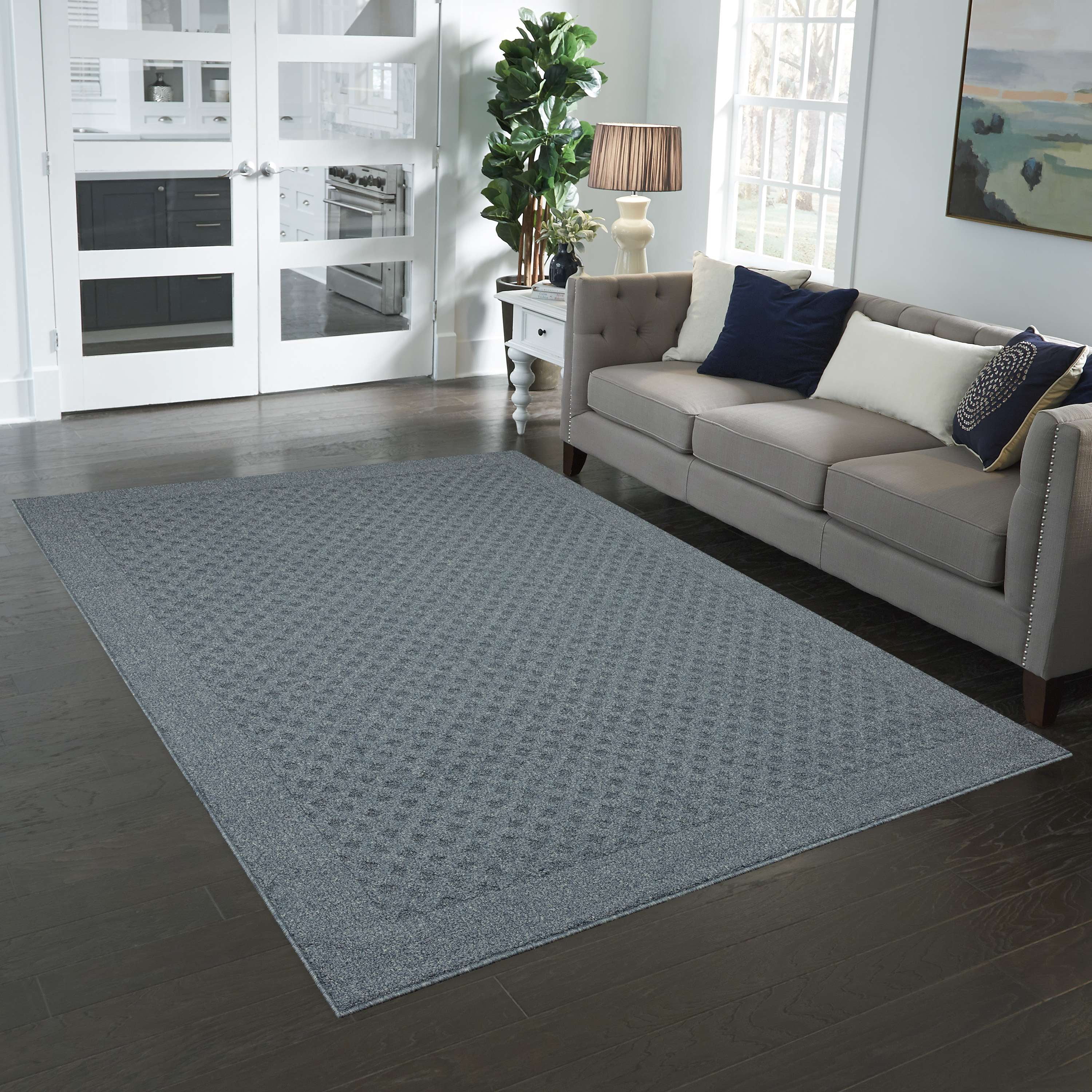 (2 pack) Mainstays Dylan Solid Diamond Olefin Navy Blue Indoor Area Rug, 5' x 7'