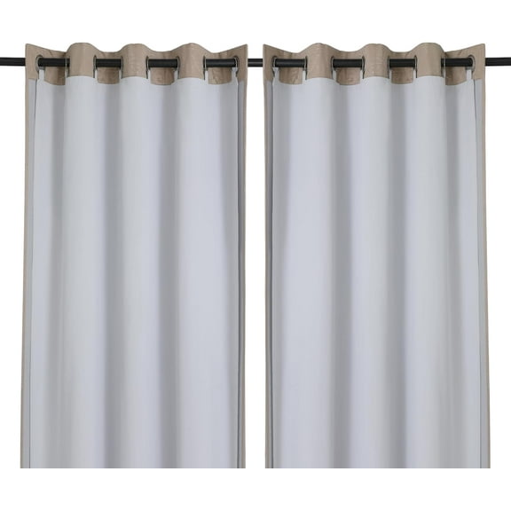 EnjinZZ 2 Panels 100% Blackout Curtain Liners, 100% Darkening Thermal Insulated Blackout Liner for 84 Inch Curtains, Each 50" Wx80 L, 2 Liners Per Set with 17 Pieces Rings