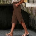 thumbnail image 2 of iHPH7 Linen Capri Pants for Women Casual Trousers Cotton Linen with Pockets Pedal Pushers Knee Length Straight Leg Summer Capris for Women Lightweight Brown L, 2 of 9