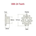 thumbnail image 4 of 1pc 12 24 Teeth 08B Industrial Drive Sprocket Wheel 45# Steel Chain Gear 12T 24T Keyway Bore 12 14 15 16 17 18 19 20 22 24-40mm, 4 of 5