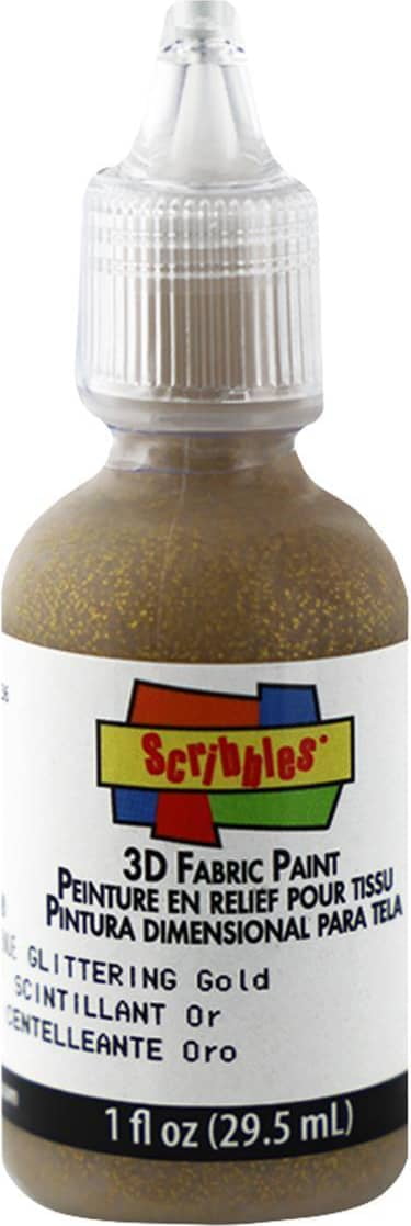 Scribbles Fabric Paint 1oz Glitter Glittering Gold