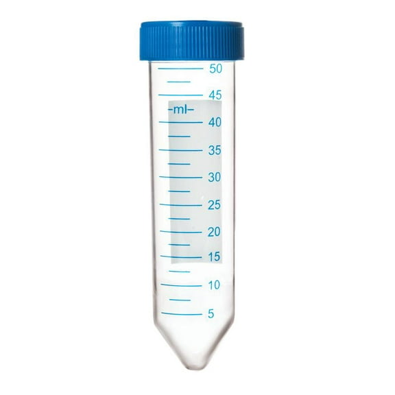 Centrifuge Tube, 50ml - Conical Shape - 2.5ml White Graduations, Non-Erasable Labeling Area - Polypropylene - Eisco Labs