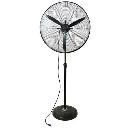 

30 Jet Black Adjustable Height 3-Speed Oscillating Industrial Pedestal Fan