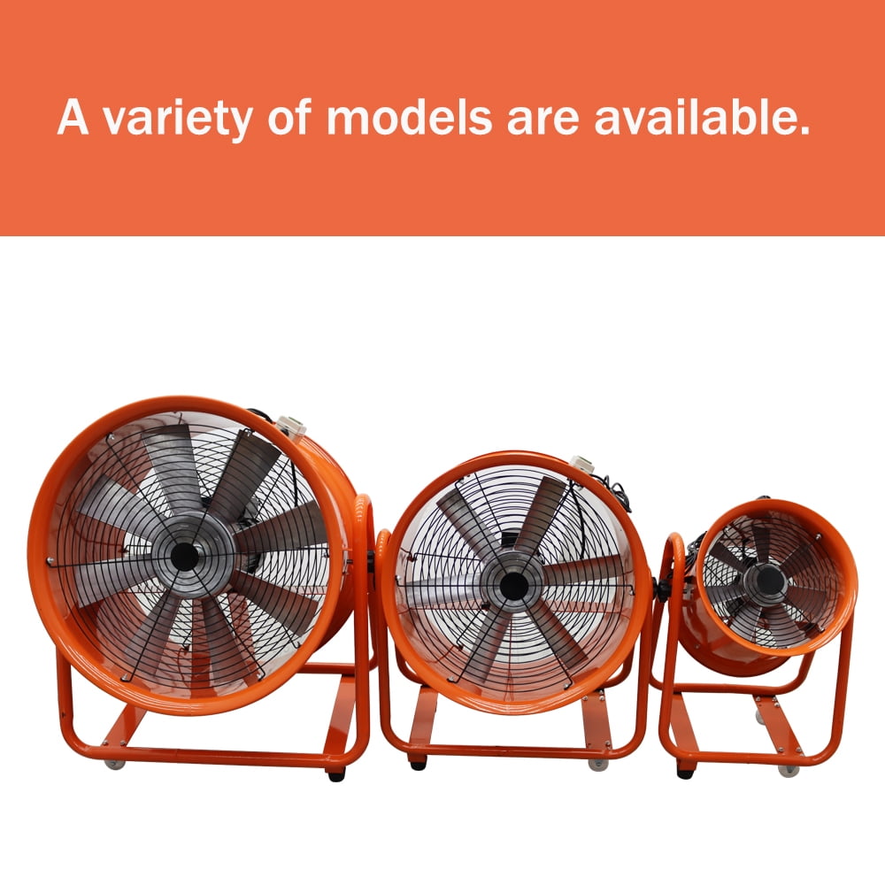 INTBUYING 24” 220V Axial Fan Mobile Cylinder Pipe Spray Booth Paint Fumes Blower with Wheels