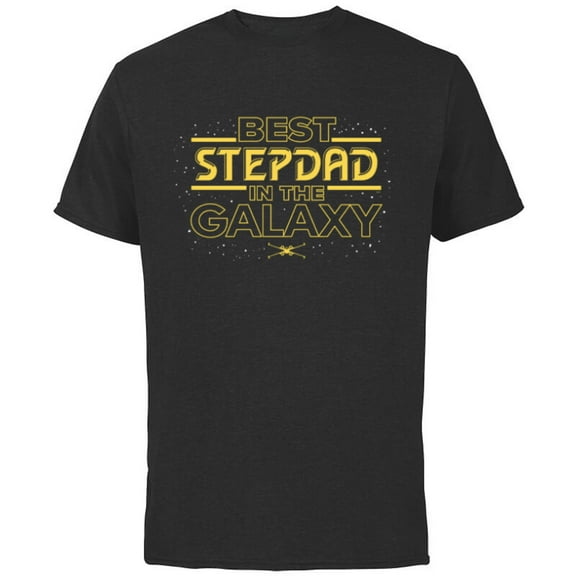 Star Wars Best Stepdad in the Galaxy Birthday Father’s Day - Short Sleeve Cotton T-Shirt for Adults - Customized-Black