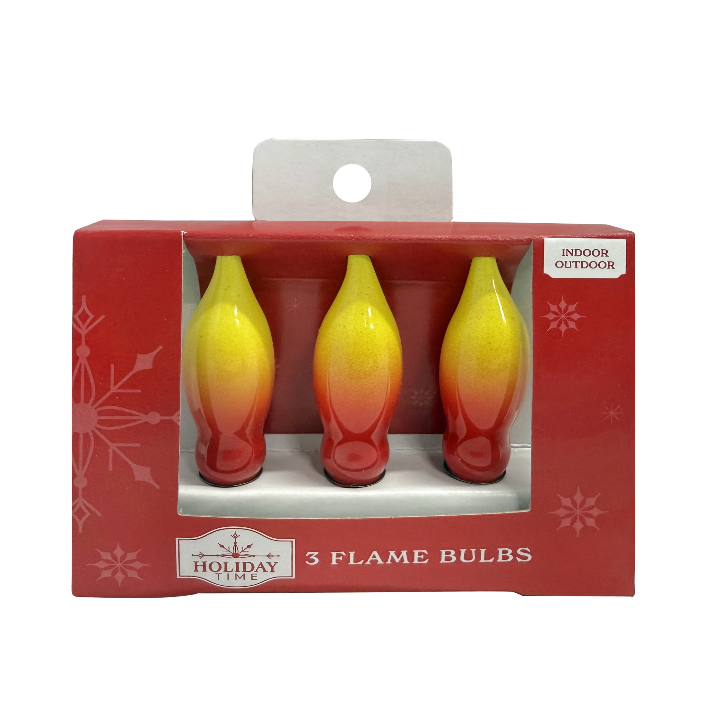 Indoor/Outdoor 3-Count Incandescent Flame Replacement Christmas Bulbs, Orange, by Holiday Time