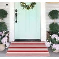thumbnail image 5 of Red and White Striped Outdoor Rug 24'' x 35'' Door Mat Outdoor Machine Washable Welcome Mats Cotton Hand-Woven Entryway Rug for Front Porch/Entryway/Laundry/Bathroom/Bedroom, 5 of 7