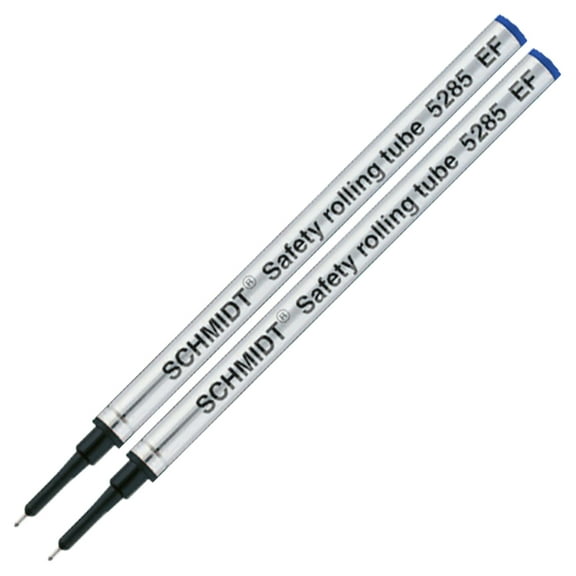 2 Pack - Schmidt 5285 Extra Fine Rollerball Metal Refill - Blue Ink