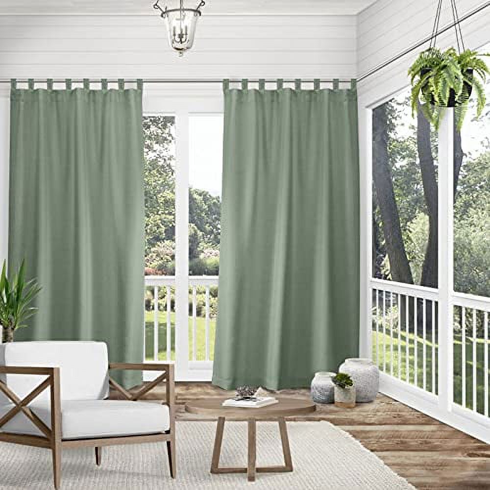Exclusive Home Curtains Indoor/Outdoor Solid Cabana Tab Top Curtain Panel Pair, 54x108, Seafoam