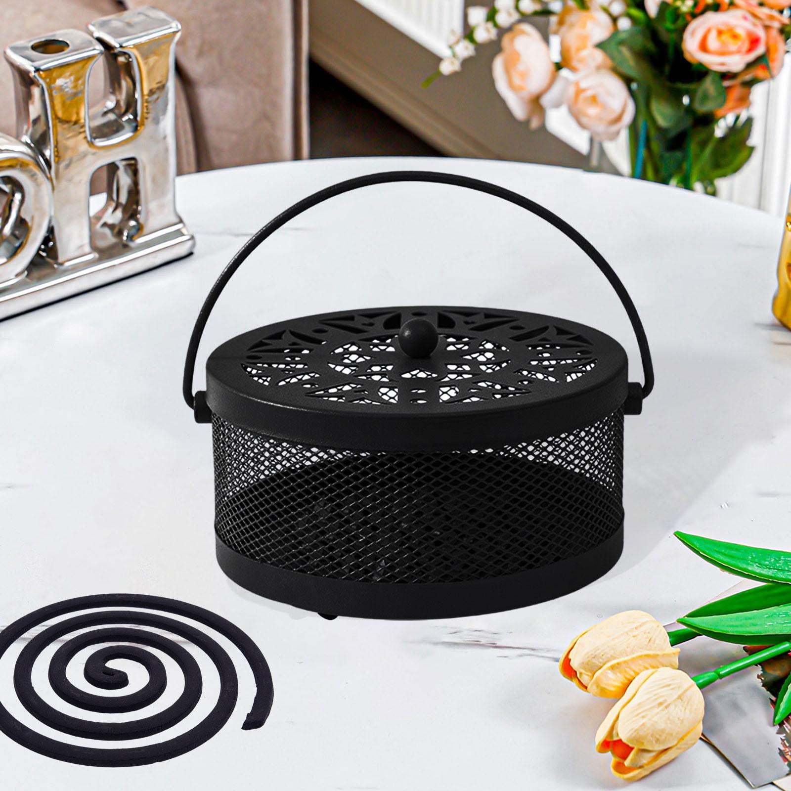 QccHieUs Coil Holder Censer Round Portable Hollow Stand Hanging Incense Burner Holder for Black