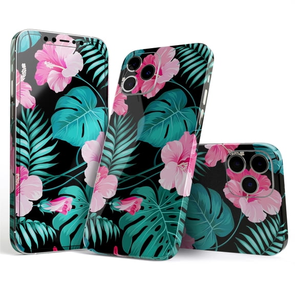 DesignSkinz Tropical Mint and Vivid Pink Floral v2 Full-Body Skin Decal Wrap Cover for iPhone 16