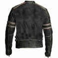 thumbnail image 2 of Distressed Leather Motorcycle Jacket Vintage Motorcycle Jacket Leather Riding Jackets Mens Black Leather Biker Jacket Best Motorcycle Jacket size L, 2 of 4