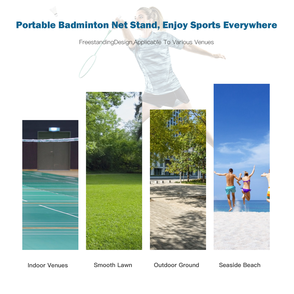Gymax Portable Adjustable Badminton Net Tennis Beach Volleyball w/ Carry Bag