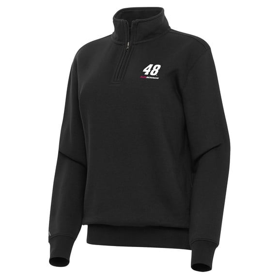 Women's-Antigua Black Alex Bowman Victory Quarter-Zip Sweatshirt