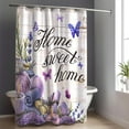 thumbnail image 6 of Farmhouse Shower Curtain Set Vintage Bathroom Accessories Shower Curtain and Rug Set 4Pcs Home Sweet Home Shower Curtain with Non-Slip Rugs Toilet Lid Cover Bath Mat Rustic Purple Bathroom Decorations, 6 of 9