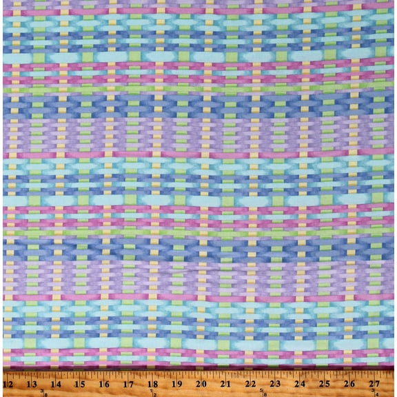 Cotton Spring Holidays Hippity Hop Basket Weave Easter Pastels Cotton Fabric Print by the Yard (FLSH-D46-V)