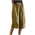 thumbnail image 4 of Jinhomg Baggy Shorts for Women Casual Comfy Cotton Linen Summer Shorts Lightweight Breathable Elastic Waist Wide Leg Shorts Ladies Daily Wear Sales Today Clearance Women Khaki L, 4 of 10