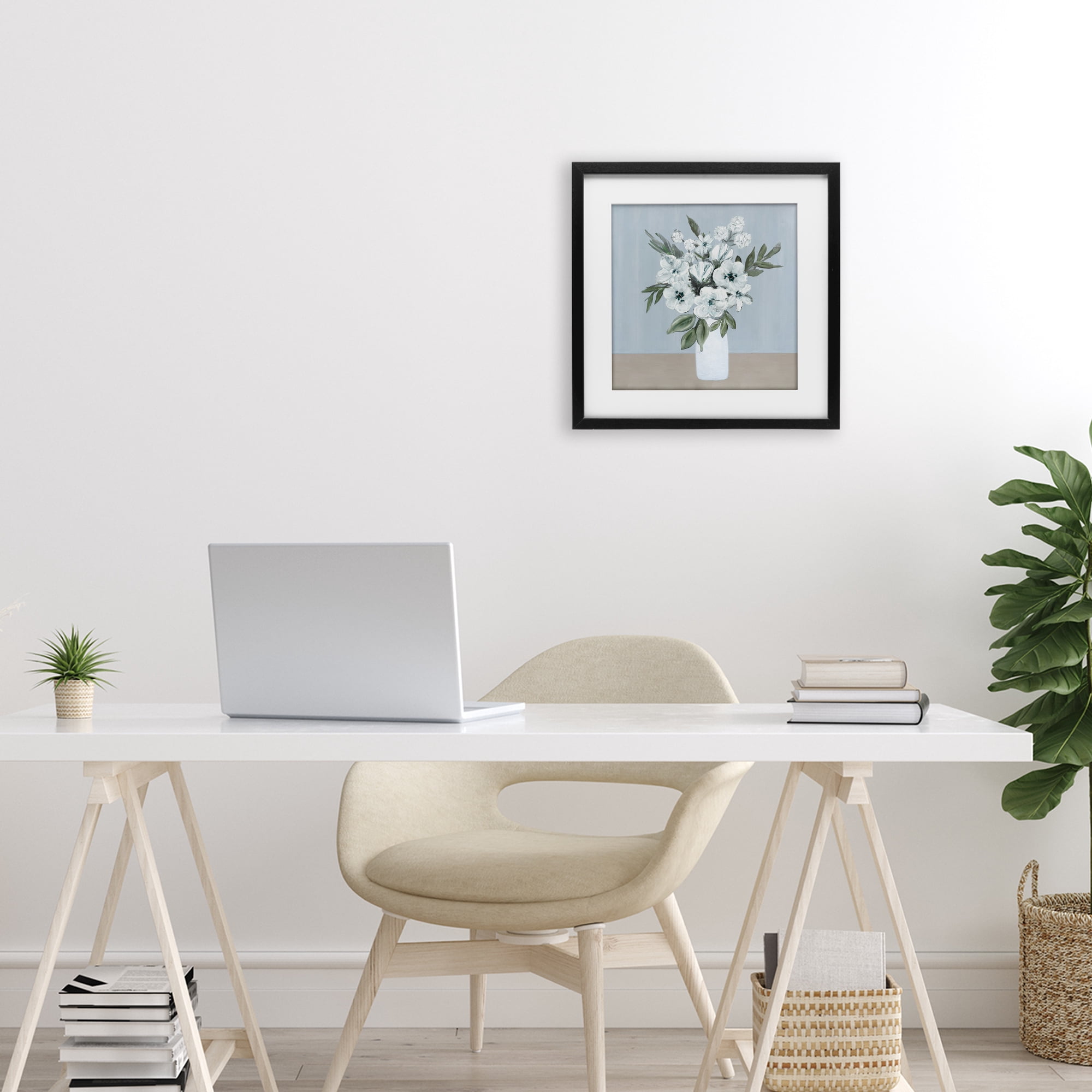 Stupell Industries Cerulean & White Blooms Black Framed Print Under Glass, design by Marilyn Dunlap