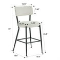 thumbnail image 5 of Demi Bonn 35" Counter Height Bar Stools Set of 2, Teddy Fabric Upholstered Barstools with Back, Kitchen Island Countertop Chairs for Dining Room, Beige, 5 of 12