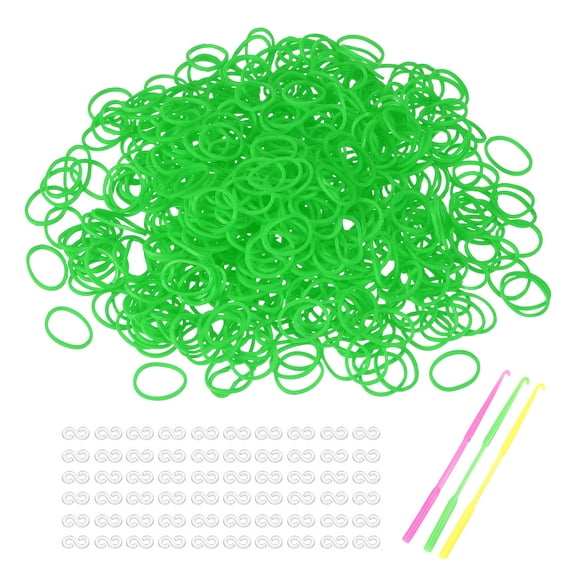 Uxcell 1800 Pcs Loom Rubber Bands Kit with 75 Pcs S-Clips 3-Hooks Grass Green