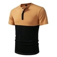 thumbnail image 2 of oqasdz Mens T Shirts Knit Button Closure Short Sleeve Henley Shirt Top Patchwork Color Fashion Versatile Work Business Casual Outdoor Tshirts, 2 of 7