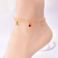 thumbnail image 2 of Pulsera de tobillo multicapa Yashi para mujer tobilleras ajustables de doble capa doradas, 2 of 5