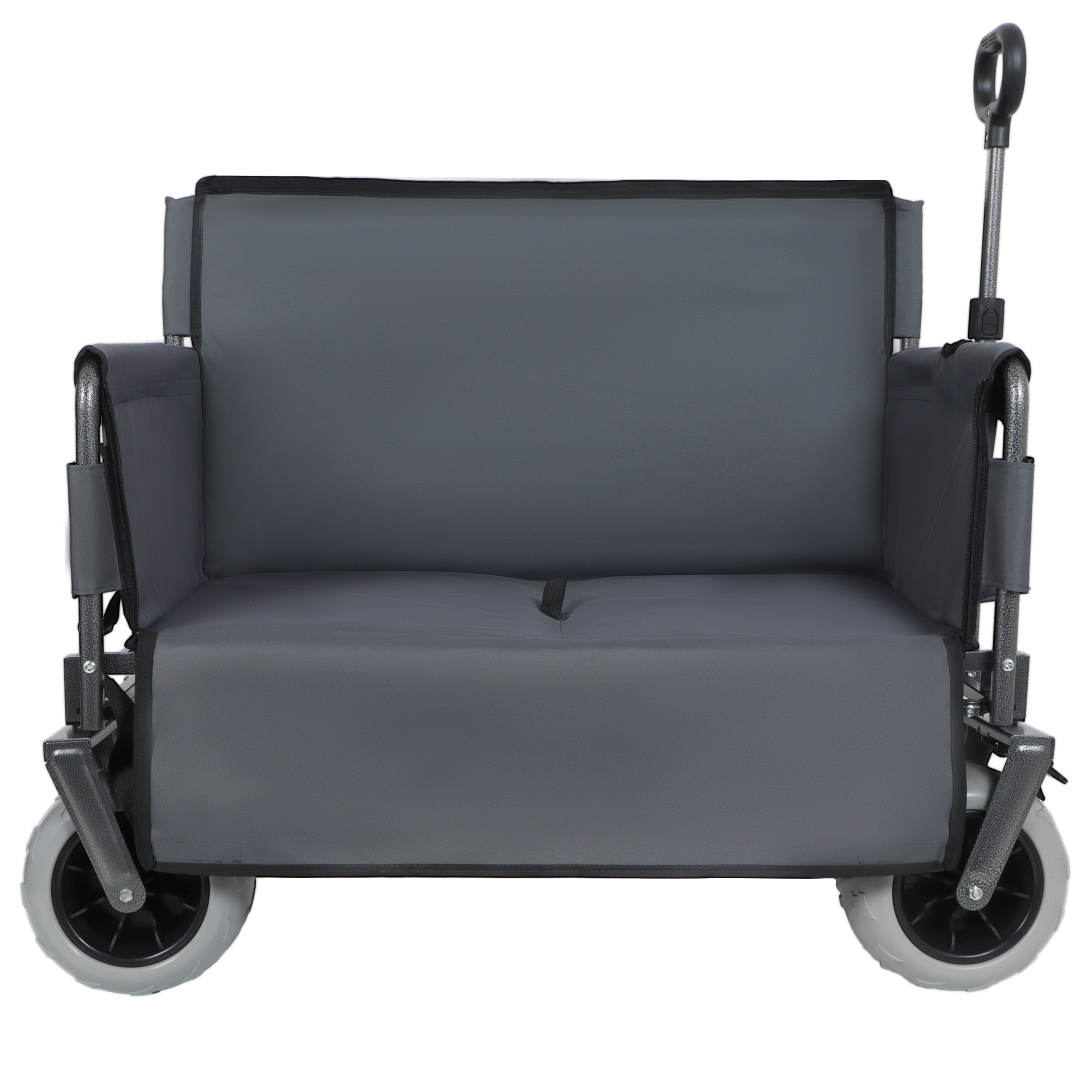 3-in-1 Folding Wagon with Bench Seat – 500lbs Capacity, 9"x4" Beach Tires for Camping & Beach,