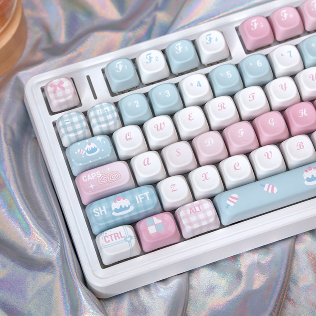 PBT Keycap Set 131 Keys with Cartoon Lovely Cake MOA Height Keycaps for Mechanical Keyboards