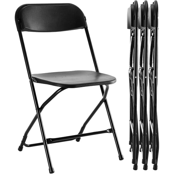 XgoodX 4 or 10 Pack Folding Plastic Chairs for Weddings, Parties & Home Events-4 Pack Black