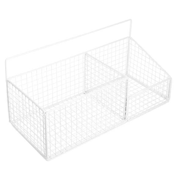 LOLIPPYY White Iron Rectangular Hanging Basket Wall Mounted for Closet and Household Storage, 1 Set