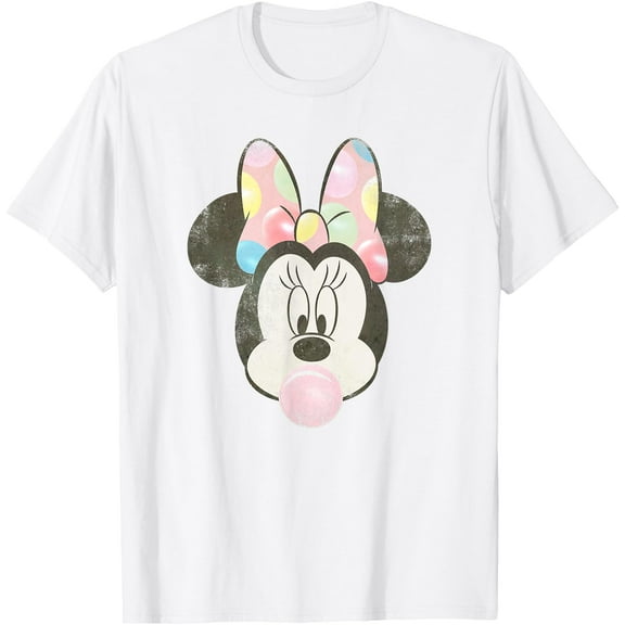 Minnie Mouse Retro Bubblegum Big Face Portrait DTG Print Unisex T-Shirt