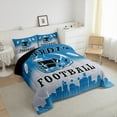 thumbnail image 3 of jejeloiu Detroit Queen Comforter Set,Football City Bedding Sets,Blue Helmet Bedding Comforter Set,Room Decor Super Cozy Reversible,3pcs, 3 of 8