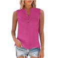 thumbnail image 5 of Summer Tops for Women 2026 Trendy Sleeveless Cotton Linen Shirt Casual Button v Neck Tunic Blouses Outfits, 5 of 7
