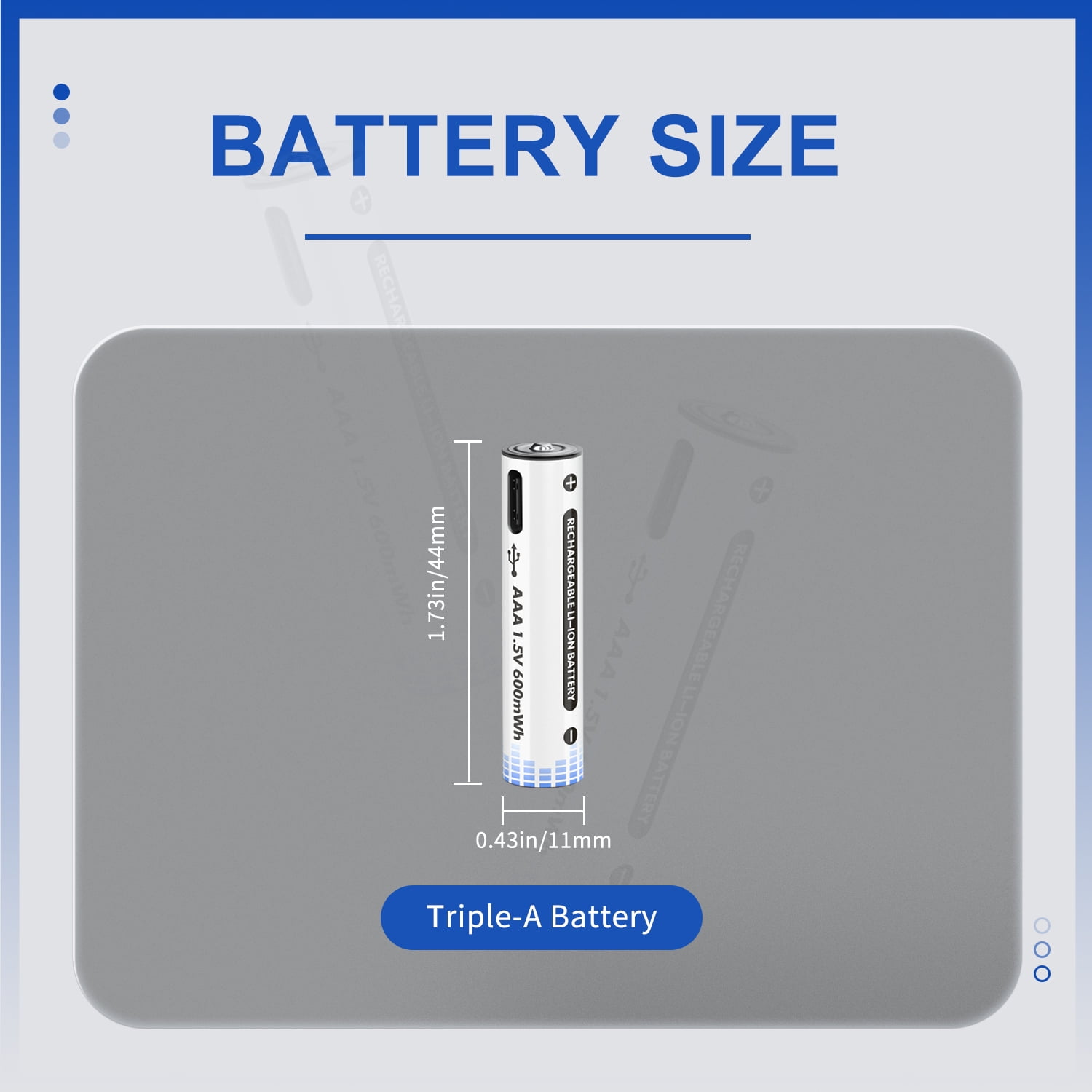 CBJJ 1.5V USB AAA Rechargeable 4 Batteries, Long-Lasting High-Capacity, Cycle Times Up to 1200 (2 Pack, White)