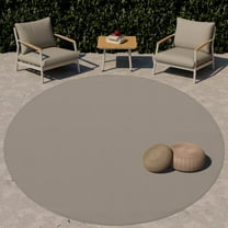 Outdoor Area Rug Indoor Outdoor Carpet for Patio Non Shedding Easy Cleaning Mat,Gray 6' Round