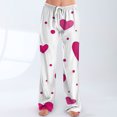 thumbnail image 6 of Women's Drawstring Valentine's Day Printed Casual Pants, Elastic Waist Lounge Pants for Women, Holiday Themed Sleepwear Pajama Pants, Comfortable Fit,Vermilion,2XL, 6 of 7