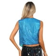 thumbnail image 5 of Aislor Women's Sequin Sleeveless Vest Sparkly Casual Open Front Waistcoat Jackets Glitter Vest Coat Light Blue 170, 5 of 6