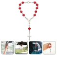 thumbnail image 3 of Car Rosary for Rearview Mirror Cross Pendant Auto Decors Hanging Accessories Women Men 2pcs Red Catholic Rosary Beads Metal, 3 of 4